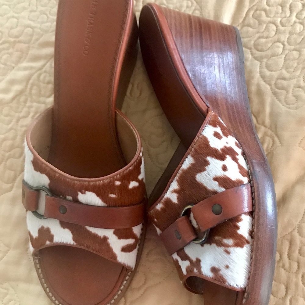 H.S. Trask Niagara Pony Hair Cow Hide Slides
